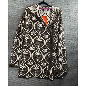 Avalanche Front Zip Sweater Jacket / Brown & Cream / NWT / Women's Large